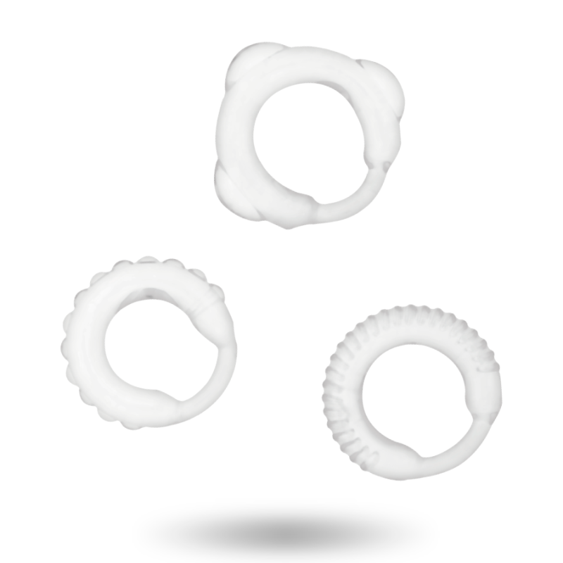 Set 3 Anillos Pene Clear de Addicted Toys | Piumer Erotic