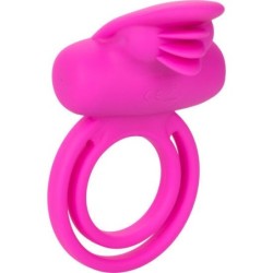 Dual Clit Flicker Enhancer Doble Anillo Vibrador De Silicona Rosa de Calexotics | Piumer Erotic