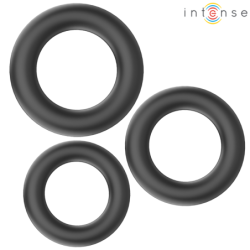 Intense - Hugh 3 Anillos Básicos Para Pene Silicona Negro | Piumer Erotic