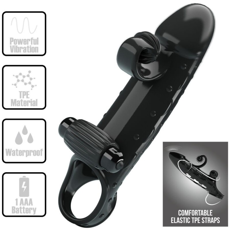 Funda Para Pene Con Vibración Negro de Romance | Piumer Erotic