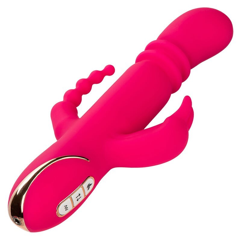 Jack Fantasy Triple Vibrador Calentable Rabbit Rosa de Calexotics | Piumer Erotic