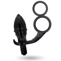 Plug Anal Con Anilla Doble Negro de Addicted Toys | Piumer Erotic