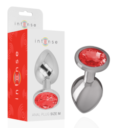 Intense - Plug Anal Metal Con Cristal Rojo Talla M | Piumer Erotic