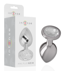 Intense - Plug Anal Metal Aluminio Con Cristal Plata Talla M | Piumer Erotic