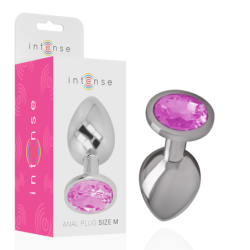 Intense - Plug Anal Metal Aluminio Con Cristal Rosa Talla M | Piumer Erotic