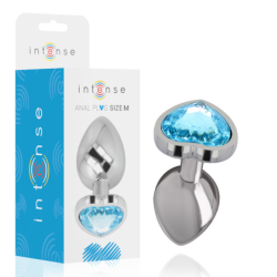 Intense - Plug Anal Metal Aluminio Corazón Azul Talla M | Piumer Erotic