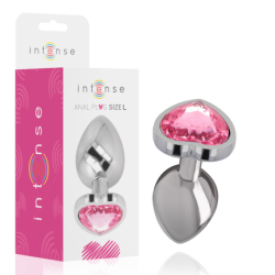 Intense - Plug Anal Metal Aluminio Corazón Rosa Talla L | Piumer Erotic