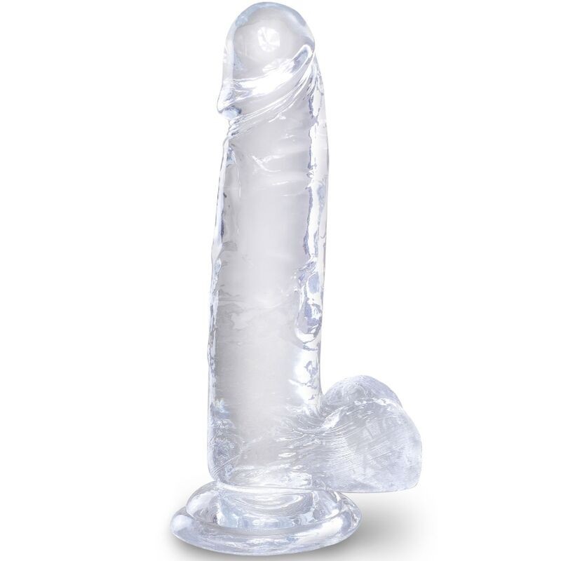 Clear Pene Realístico Con Testículos 15.2 Cm Transparente de King Cock | Piumer Erotic