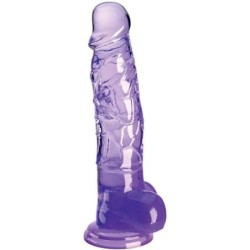 Clear Pene Realístico Con Testículos 16.5 Cm Morado de King Cock | Piumer Erotic