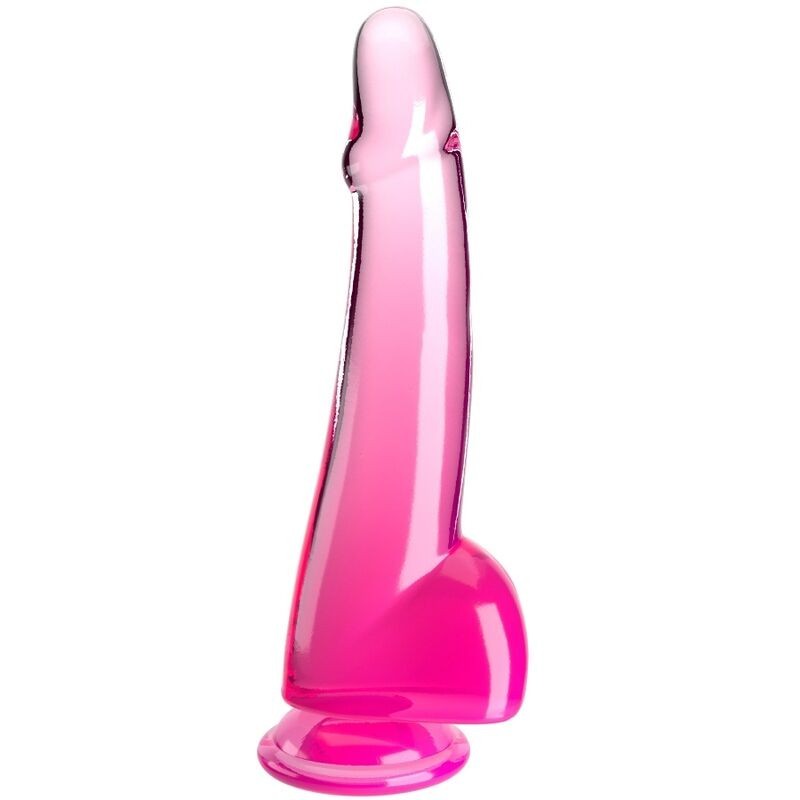 Clear Dildo Con Testículos 19 Cm Rosa de King Cock | Piumer Erotic