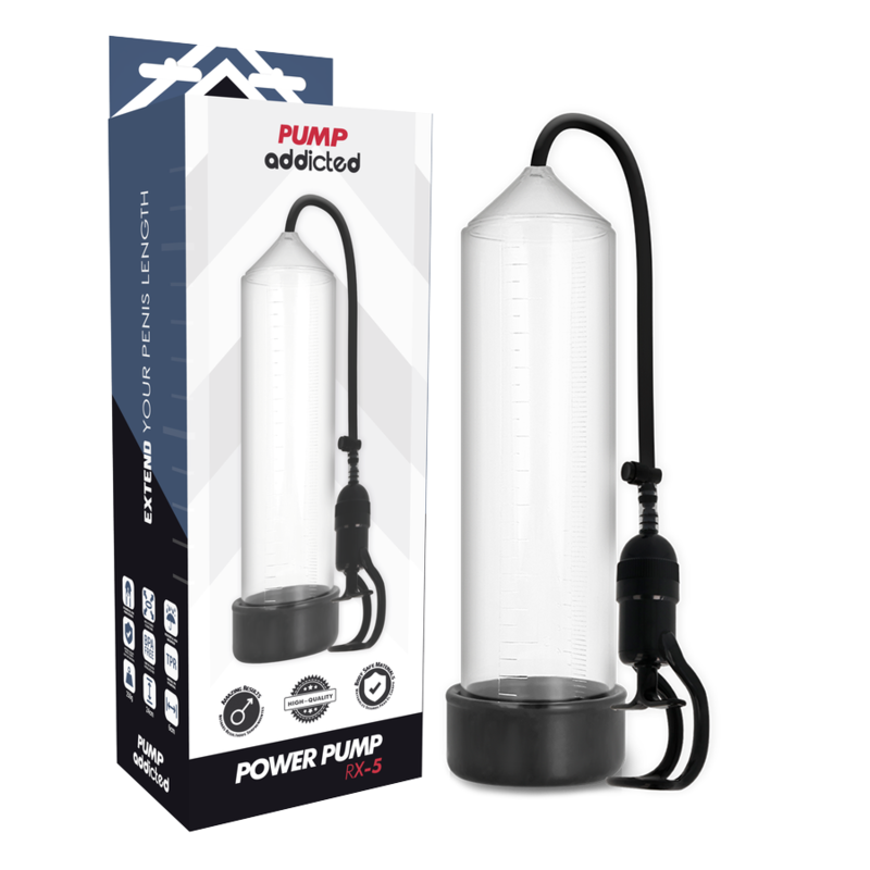 Bomba Erección Rx5 Transparente de Pump Addicted | Piumer Erotic
