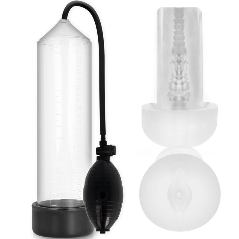 Rx3 Bomba Erección Clear Con Masturbador de Pump Addicted | Piumer Erotic