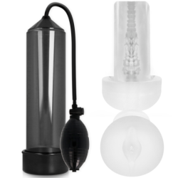 Rx3 Bomba Erección Negro Con Masturbador de Pump Addicted | Piumer Erotic