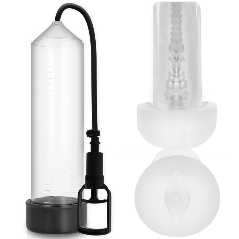 Bomba Erección Rx7 Transparente Con Masturbador de Pump Addicted | Piumer Erotic