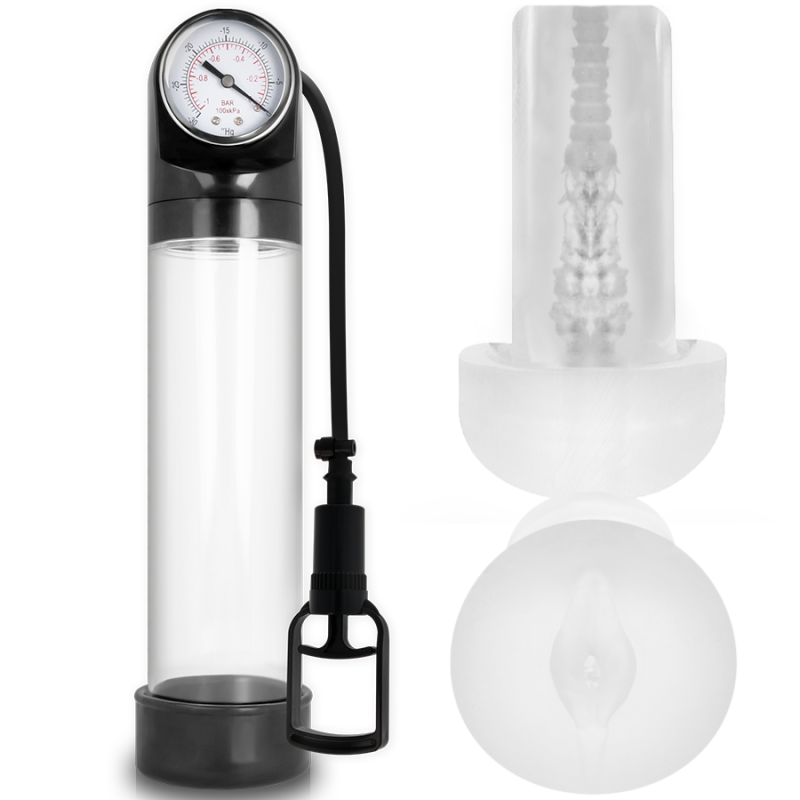 Bomba Erección Rx9 Transparente Con Masturbador de Pump Addicted | Piumer Erotic