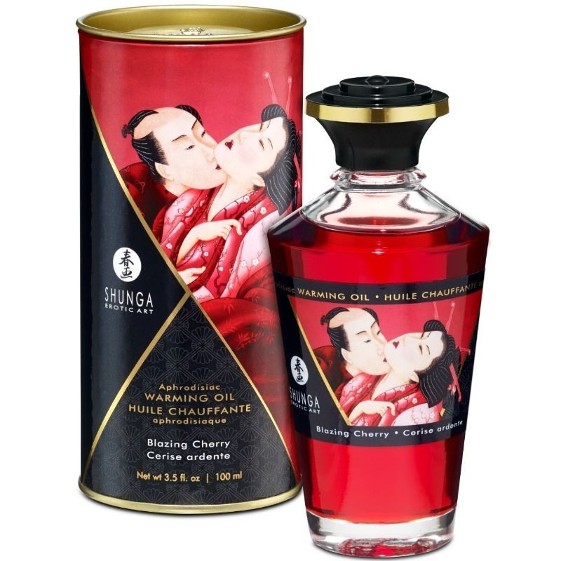 Shunga - Aceite Masaje Efecto Calor Sabor Intenso Cereza 100 Ml de Shunga Oils | Piumer