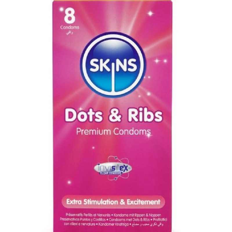Dots & Ribs Preservativos Premium Pack 8 de Skins | Piumer