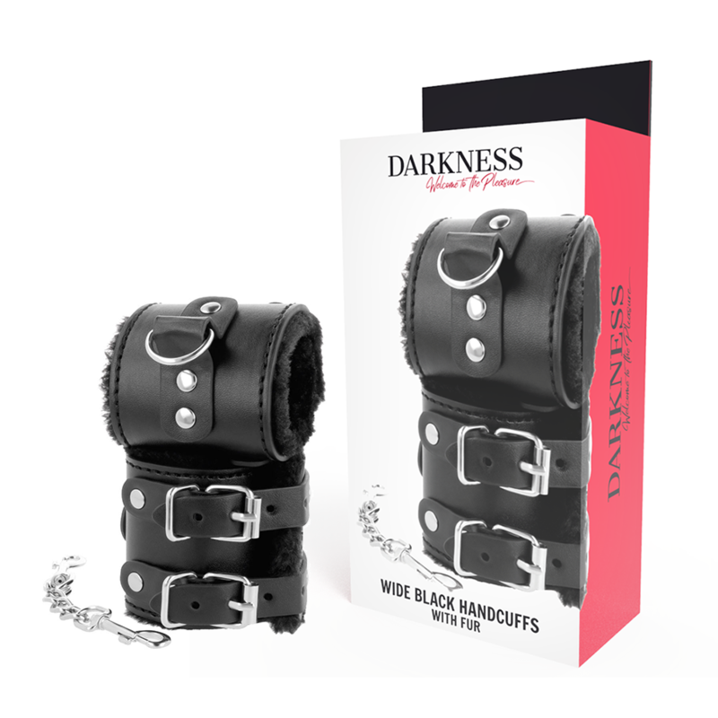 Darkness - Esposas Cuero Con Forro Ajustables Negro de Darkness Bondage | Piumer