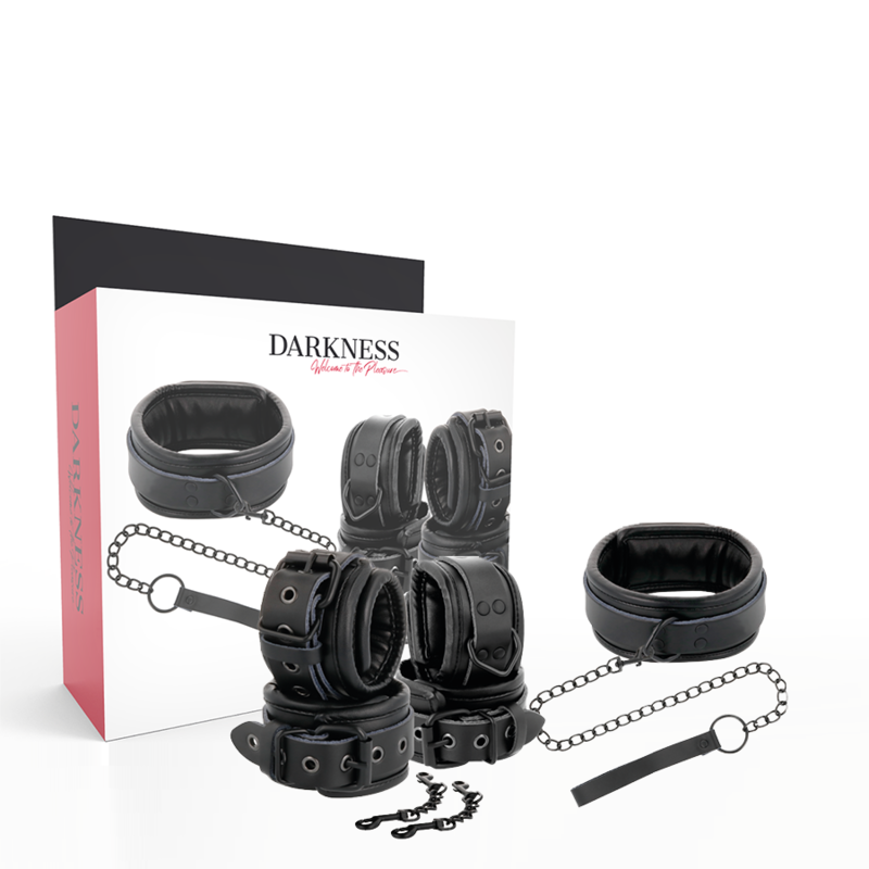 Esposas Y Collar De Cuero Negro de Darkness | Piumer